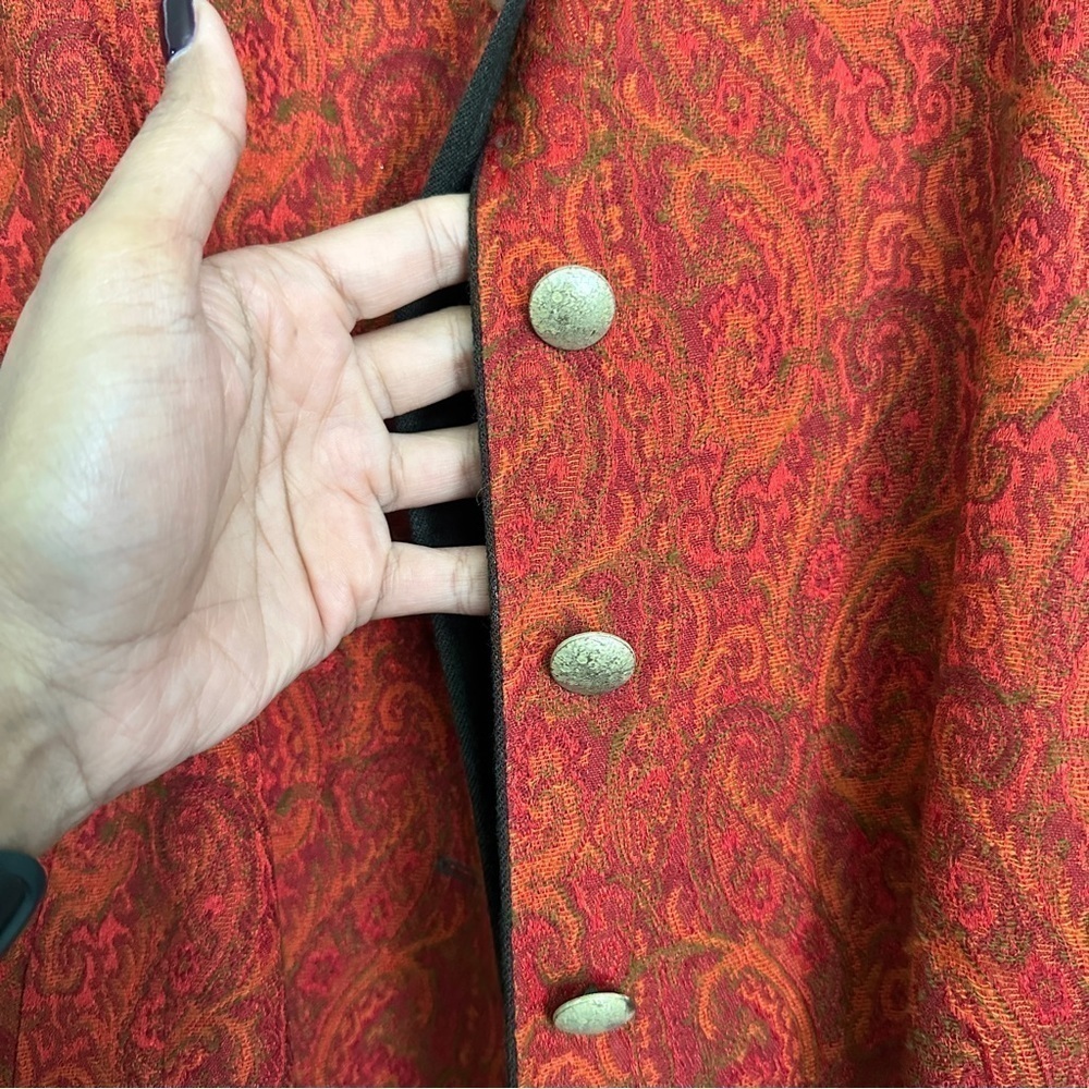Vintage 80s Steinbock Tyrol Austria Womens Wool Paisley Jacket in Orange sz US20 - Picture 11 of 13